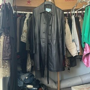Nine West genuine, leather three-quarter length coat size extra large